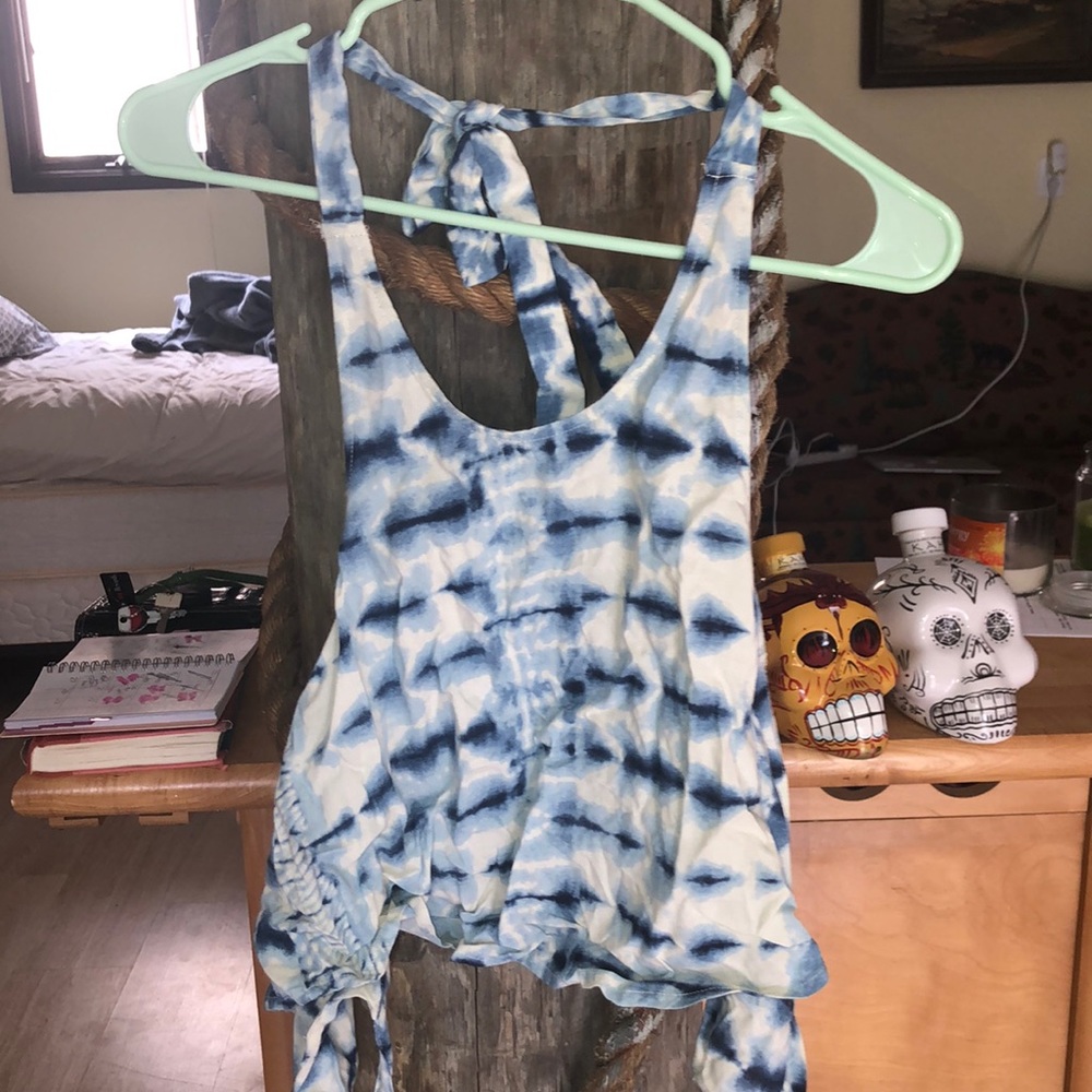 Blue tie dye halter top